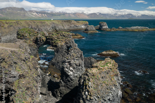 Basalt formations at the coastline between Arnarstapi and Hellnar in Iceland
