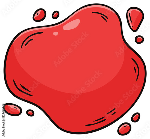 Abstract red liquid slime or jelly splash cartoon vector graphic