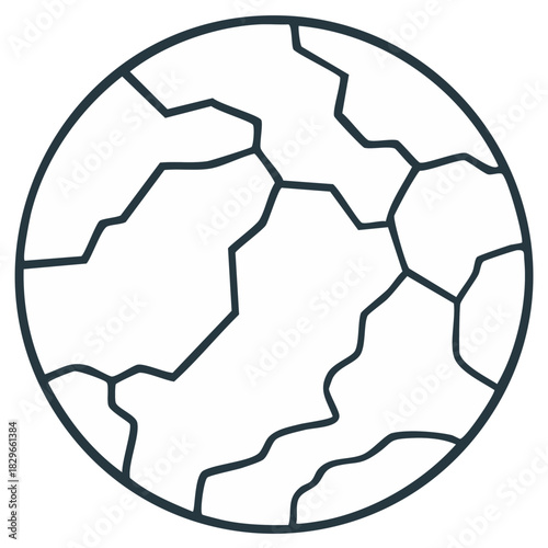 Stylized illustration of a cracked planet or sphere for design elements