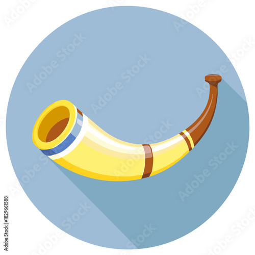 Cartoon Hunting Horn Illustration Musical Instrument Graphic Icon in Circle