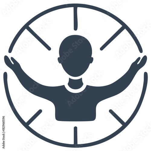 Abstract vector illustration of a person with outstretched arms in a target