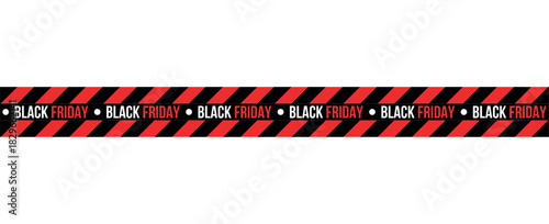 A black friday tape with red stripes and white background for sales and promotion events online now , ribbons, stripes, tape