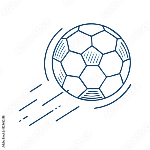 Flying soccer ball illustration, essential sports image for teams, coaches, and football promotions.