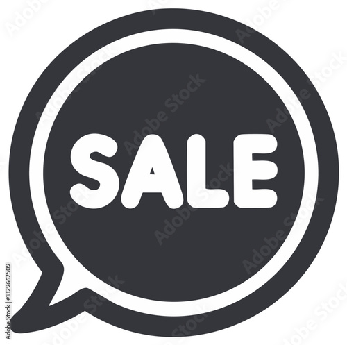 Eye catching sale message in a speech bubble icon for promotion announcements and online advertising for shop