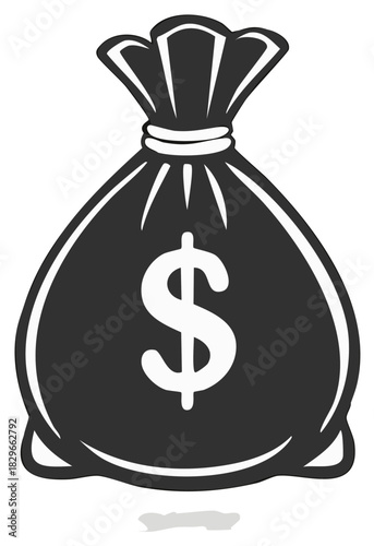 Money sack icon with dollar sign, currency bag, illustration finance concept
