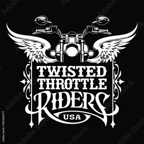 Tapety artystyczne Twisted Throttle Riders USA Motorcycle Club Emblem