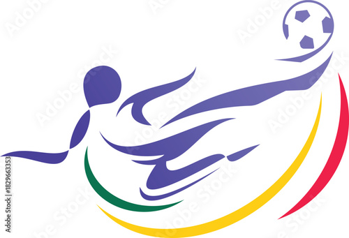 Dynamic Soccer Player Kick Logo