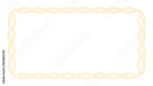 A rectangular frame with a woven pattern in light gold against a white background with rounded corners