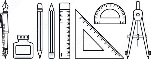 Engineering equipment set for architecture and design planning in a paper notebook