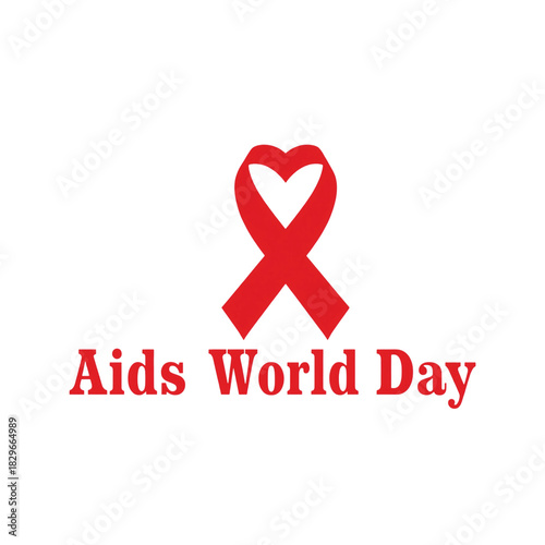 Red ribbon forming a heart shape for AIDS World Day awareness and support