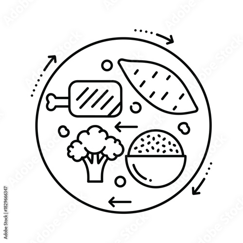 Balanced diet plate isolated on, healthy eating concept icon