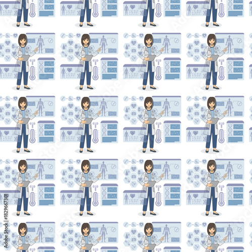 Future Health & Biotech icons pattern illustration

