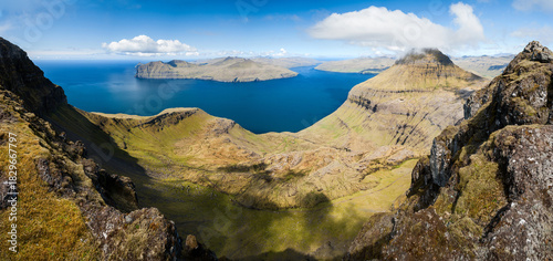 panoramic view over the beautiful landscape of the faroe islands