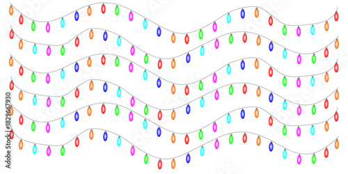 Christmas Lights Color. Vector Illustration. New Year Icon. Pro Vector