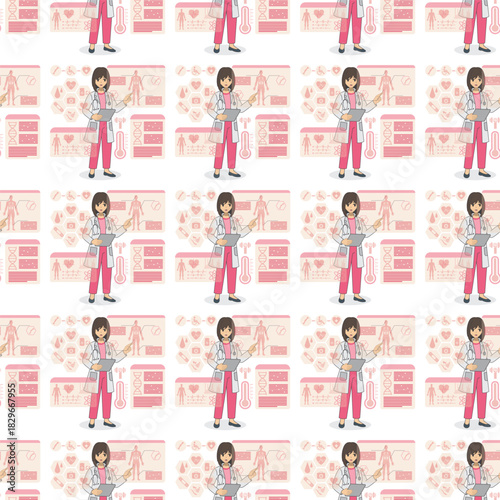 Future Health & Biotech icons pattern illustration
