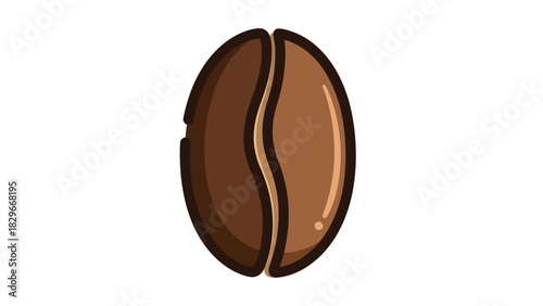 Illustration of a single coffee bean with a brown color and a vertical line in the middle.