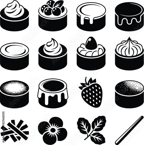 Gourmet Dessert and Fancy Cake Icons