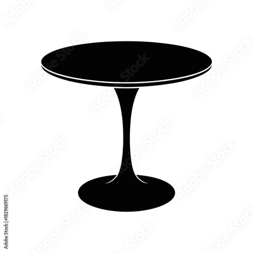 Minimalist silhouette of a modern round table