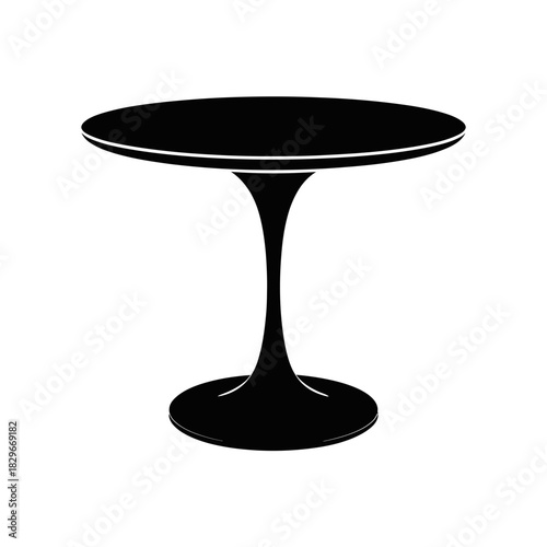 Minimalist silhouette of a modern round table