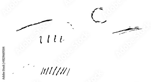 Minimalist abstract line sketch with scattered strokes and partial shapes.