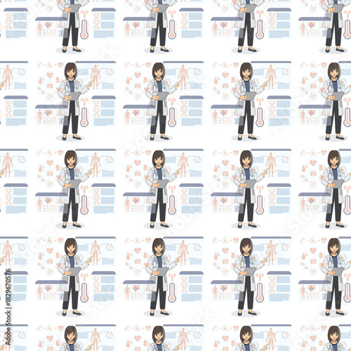Future Health & Biotech icons pattern illustration
