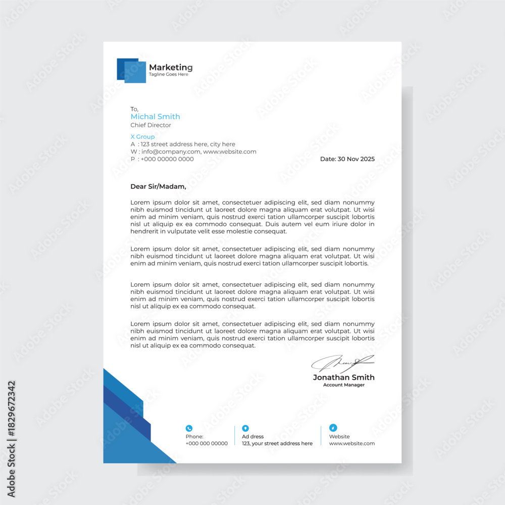 Obraz premium creative corporate letterhead design template