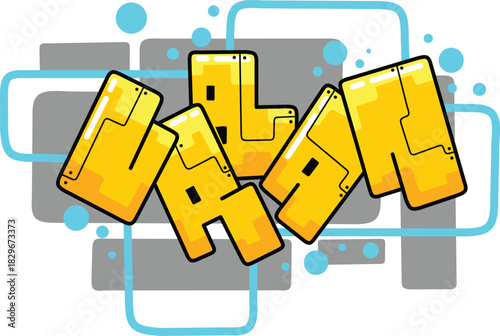 urban word graffiti text font sticker illustration	
