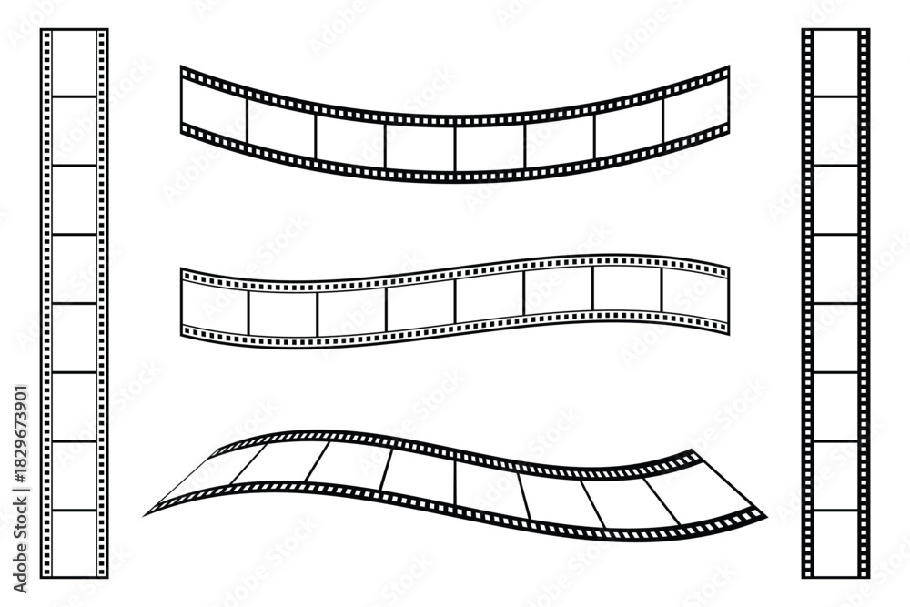 Fototapeta premium Long vector Film strip icon. Film strip icon used for videography elements, camera, photo, cinema reel. Old retro tape film video movies, Grunge vintage film strip for photo video filming. eps 10