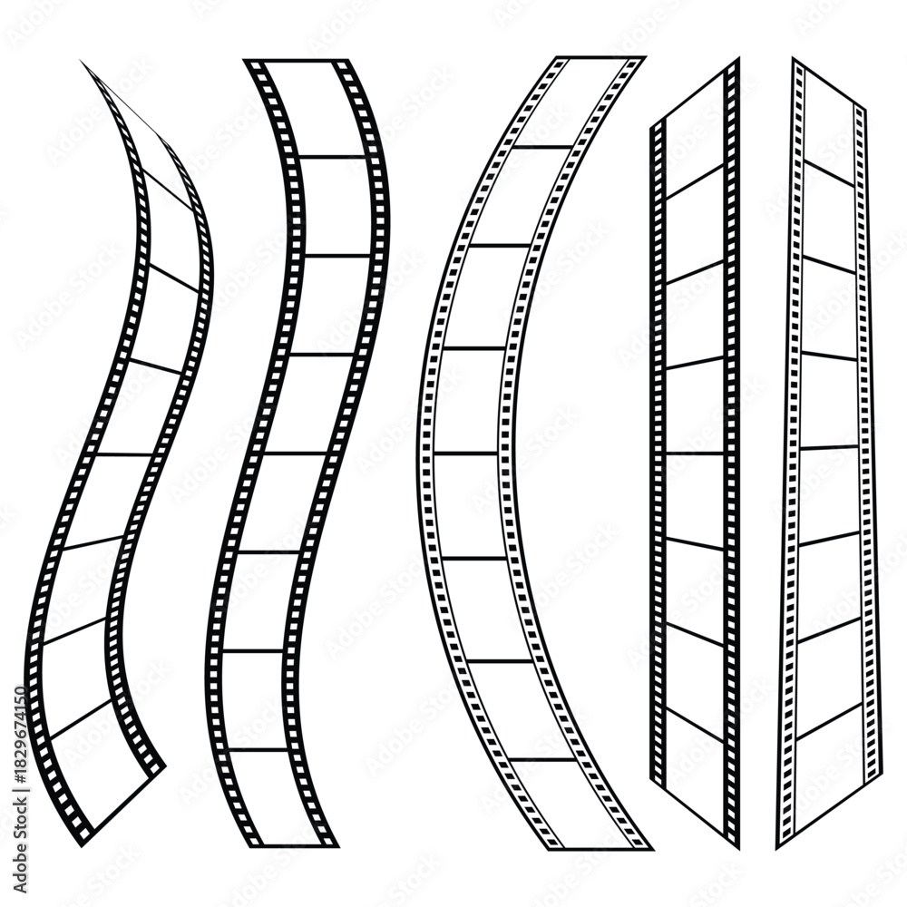 Fototapeta premium Long vector Film strip icon. Film strip icon used for videography elements, camera, photo, cinema reel. Old retro tape film video movies, Grunge vintage film strip for photo video filming. eps 10