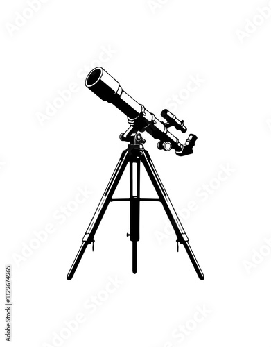 Telescope illustration gazing at distant stars, exploring space and astronomy