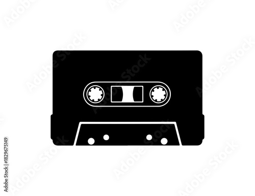 Nostalgic cassette tape icon for retro music projects, classic audio symbol
