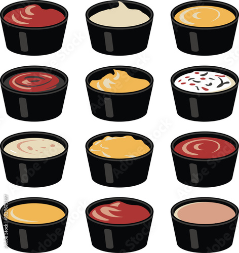 Dipping Sauce and Condiment Cup Icons