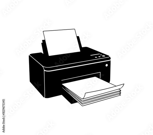Efficient printer with paper output ready for office productivity and document needs