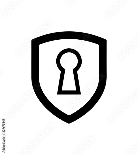 Secure technology shield with keyhole symbolizes safety and protection online