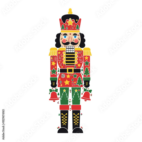 Colorful Christmas Nutcracker Soldier Toy Illustration.