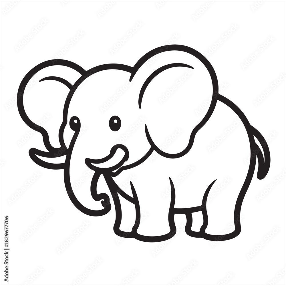 Fototapeta premium Cute cartoon elephant drawing for children