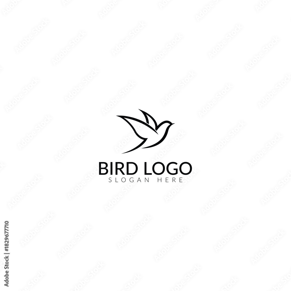 Fototapeta premium Minimalist black line art bird logo design