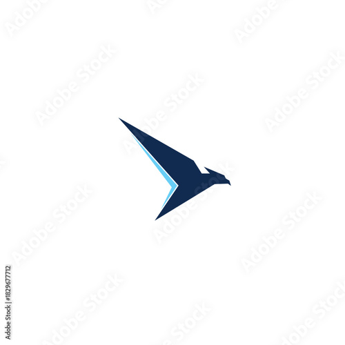 Abstract blue falcon or hawk bird logo design