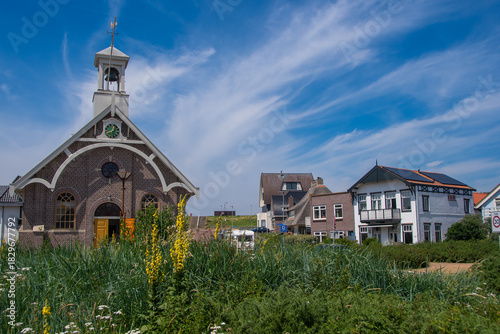 Bild auf Leinwand The Huisduiner kerkje church in Den Helder, Netherlands