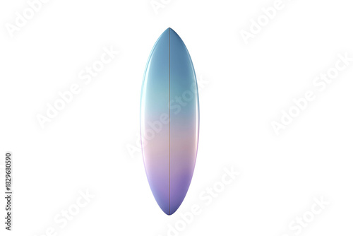 Colorful surfboard with blue and purple gradient design, isolated for summer fun