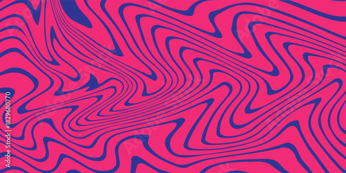 Art & IllustrationVector optical illusion blue stripe on a purple background, modern wave style fashion pattern. Simple curved lines with repeat stripes texture