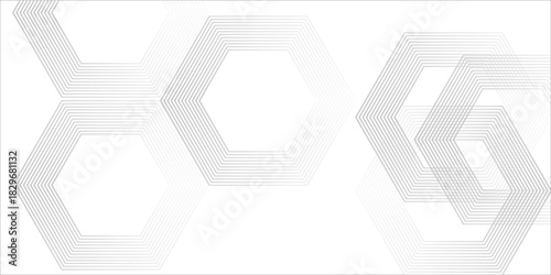 Art & IllustrationHexagon abstract white gray wave light technology texture background. Abstract big data digital concept simple