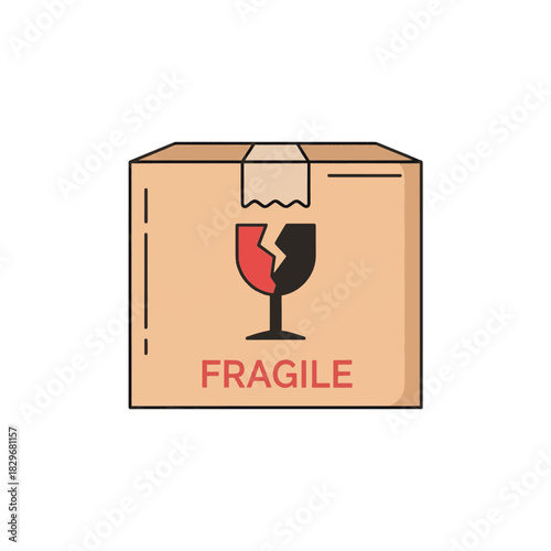A cardboard box with a fragile symbol, indicating delicate contents and careful handling.