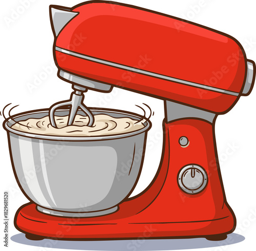 Vector drawing of dough kneading machine for the kitchen.