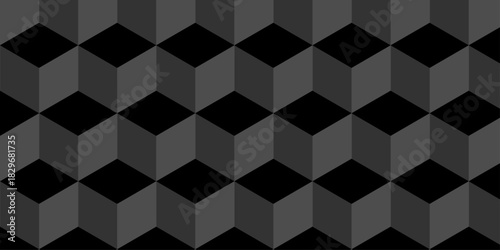 Abstract square gradient black and gray cubic square shape backdrop texture. cube geometric wall and floor vector diamond hexagon triangle wallpaper background.	
