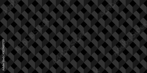 Abstract square dark black cubic square shape backdrop texture. cube geometric wall and floor vector diamond hexagon triangle wallpaper background.	