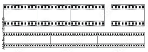 Films Strip Frames Collection. film strip illustration. movie film strip. Film tape vintage icon isolate. Film strip frame or border set. Photo, cinema or movie negative. Vector illustration.