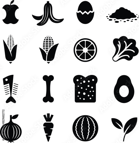 Food Waste and Compost Ingredient Icons
