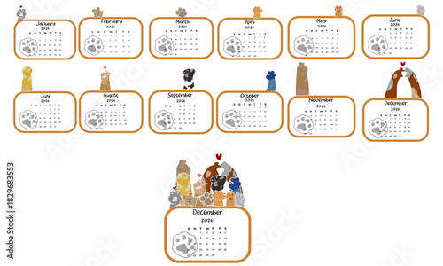 Paw cats calendar 2026 eps