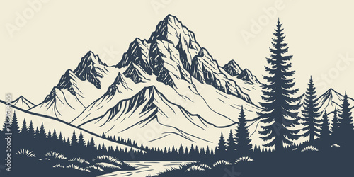 winter mountain landscape with snow